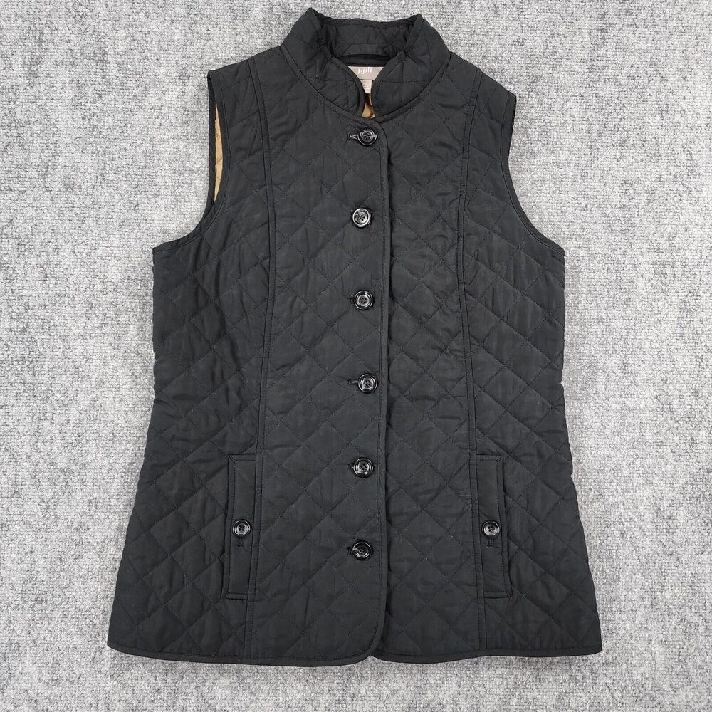 J Jill Vest Womens XS Black Heritage Quilted Button Down Lined Outdoor Hiking - Picture 1 of 16
